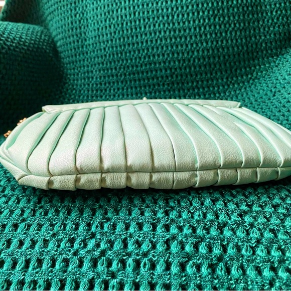 Call It Spring Pebbled Leather Pleated Flap Crossbody Bag with Tassel Gold Chain - Picture 11 of 12